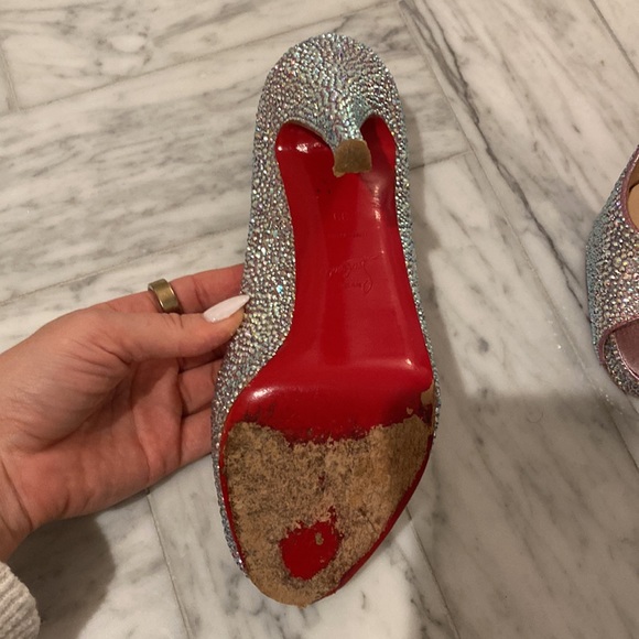 Christian Louboutin Swarovski Crystal Embellished Peep Toe size 39 - Picture 5 of 10